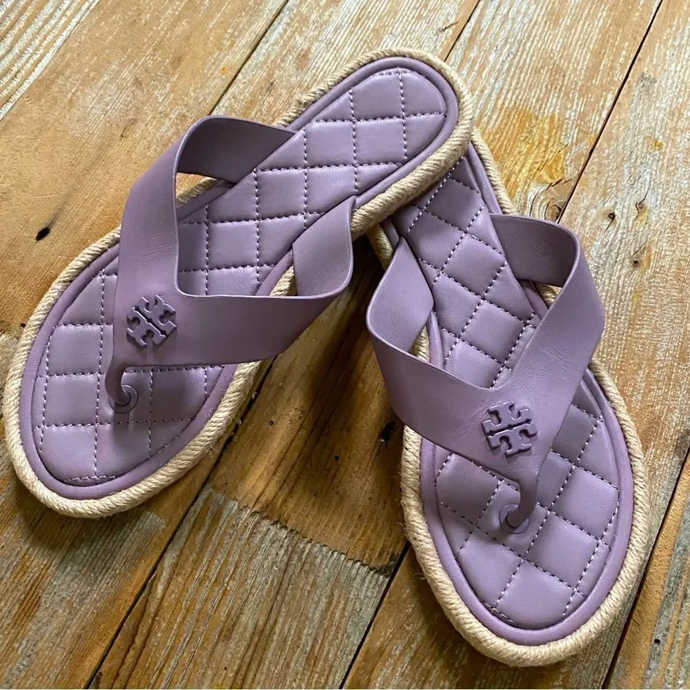 Tory Burch Quilted Espadrille Thong Sandals
